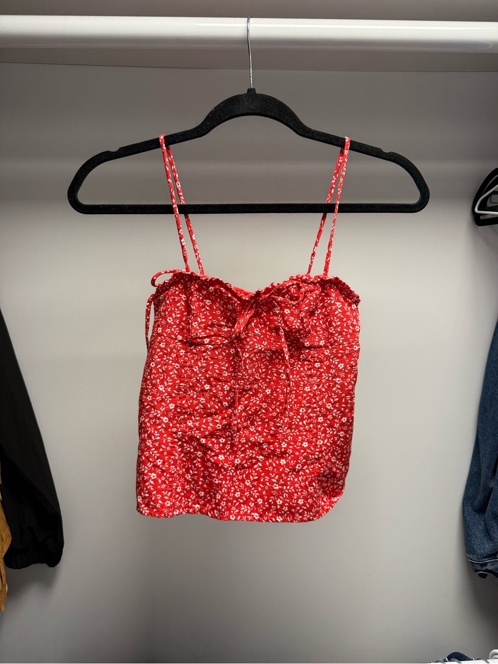 Red Floral Spaghetti Strap Top - Picture 1 of 2